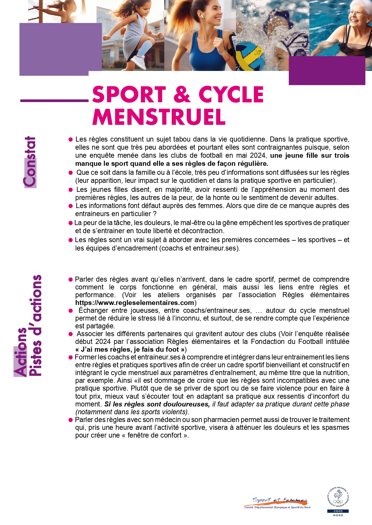 Sport et Cycle menstruel Sport et Cycle menstruel